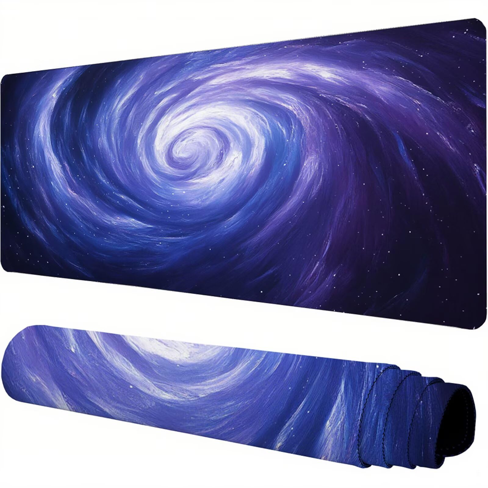 Fioletowa podkładka pod mysz XXL 1400 x 600 x 3 mm wirowa podkładka pod biurko antypoślizgowa gumowa podstawa i szyte krawędzie podkładka pod mysz dla graczy do biura deco, prezenty dla mężczyzn J1