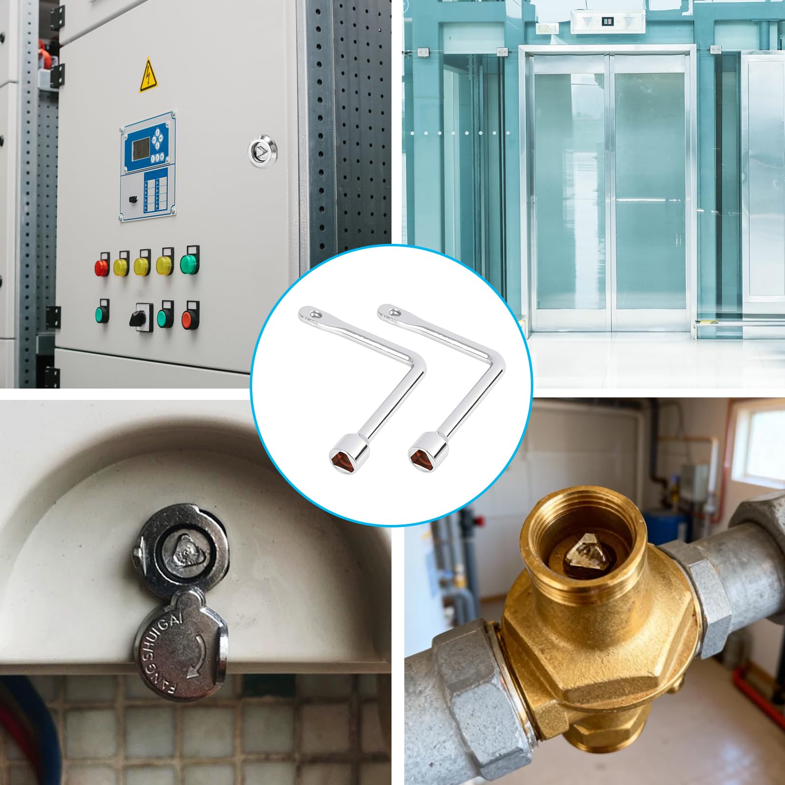Chiave triangolare universale, chiave per ascensori, armadi elettrici, contatore dell'acqua, zinco, resistente alla ruggine, pratica per tecnici, tuttofare, e manutenzione