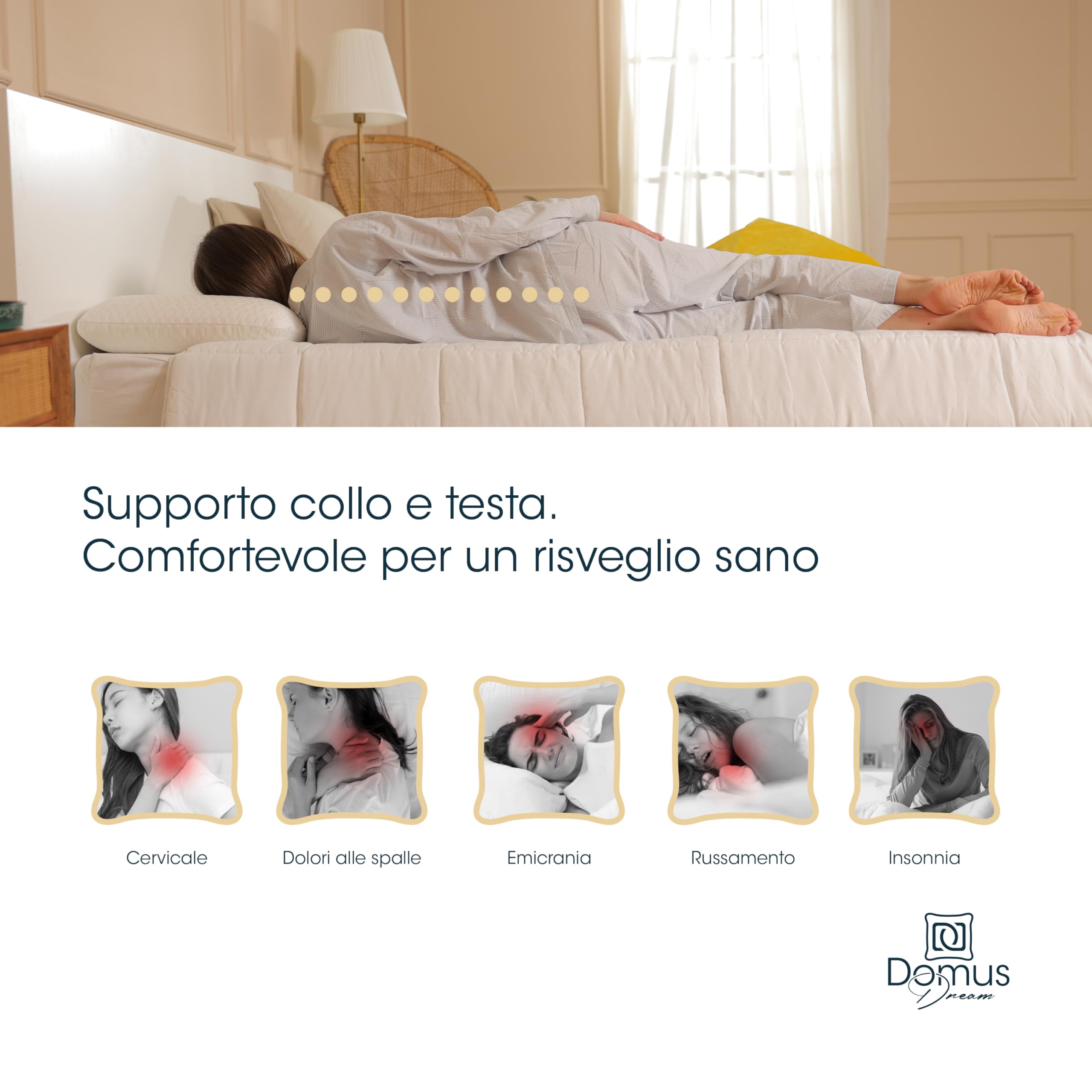 Cuscino per Dormire Memory Foam Forato a Saponetta, Rinfrescante e Anallergico - Cuscino Letto 41x72 Altezza 12cm