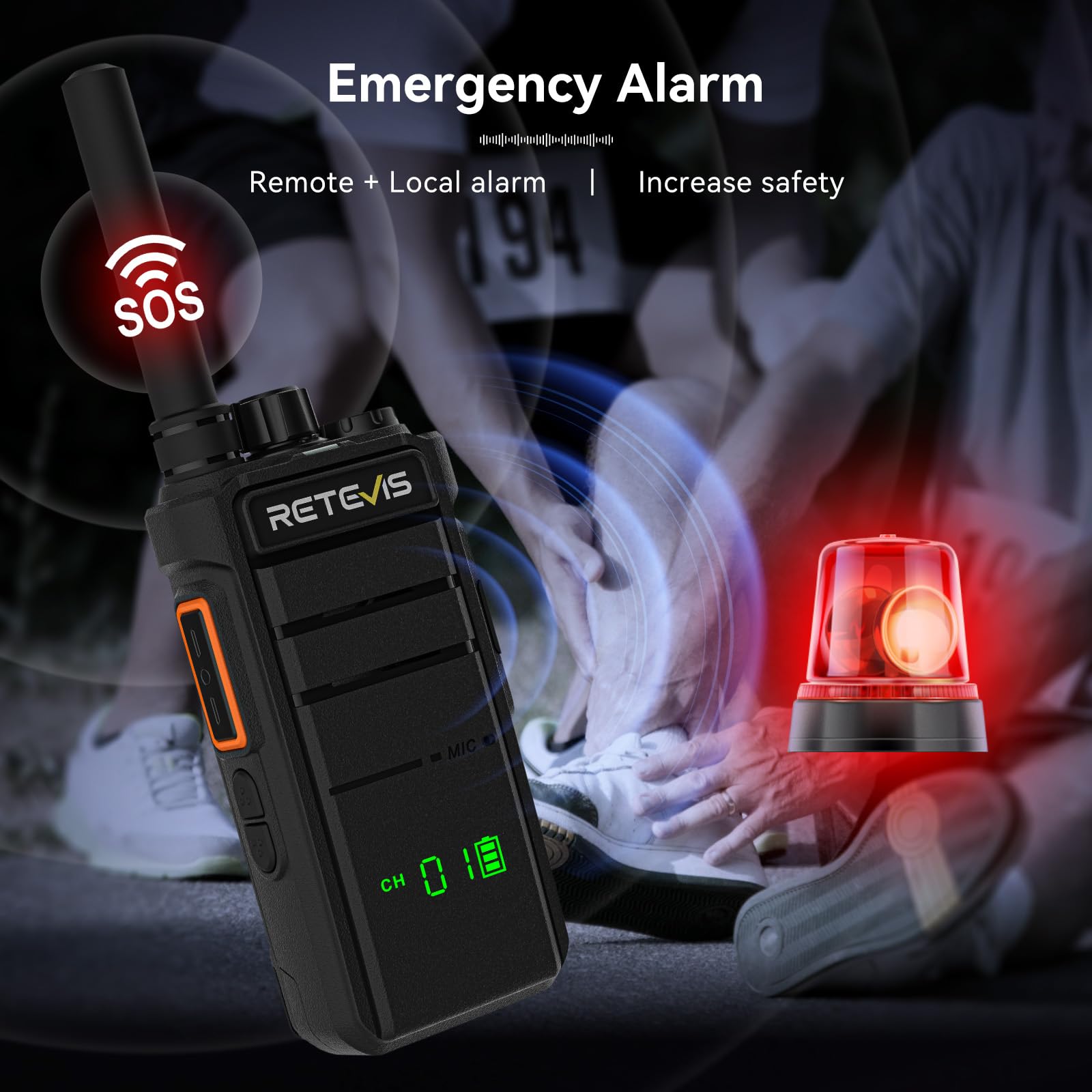 Retevis RB626H Walkie Talkie Lungo Raggio, Ricetrasmittenti Professionali Caricatore a 6 Vie 2000mAh, con Schermo, VOX, llarme di Emergenza Walkie Talkie Portatile per Sicurezza,Scuola(Nero,6 Pezzi)