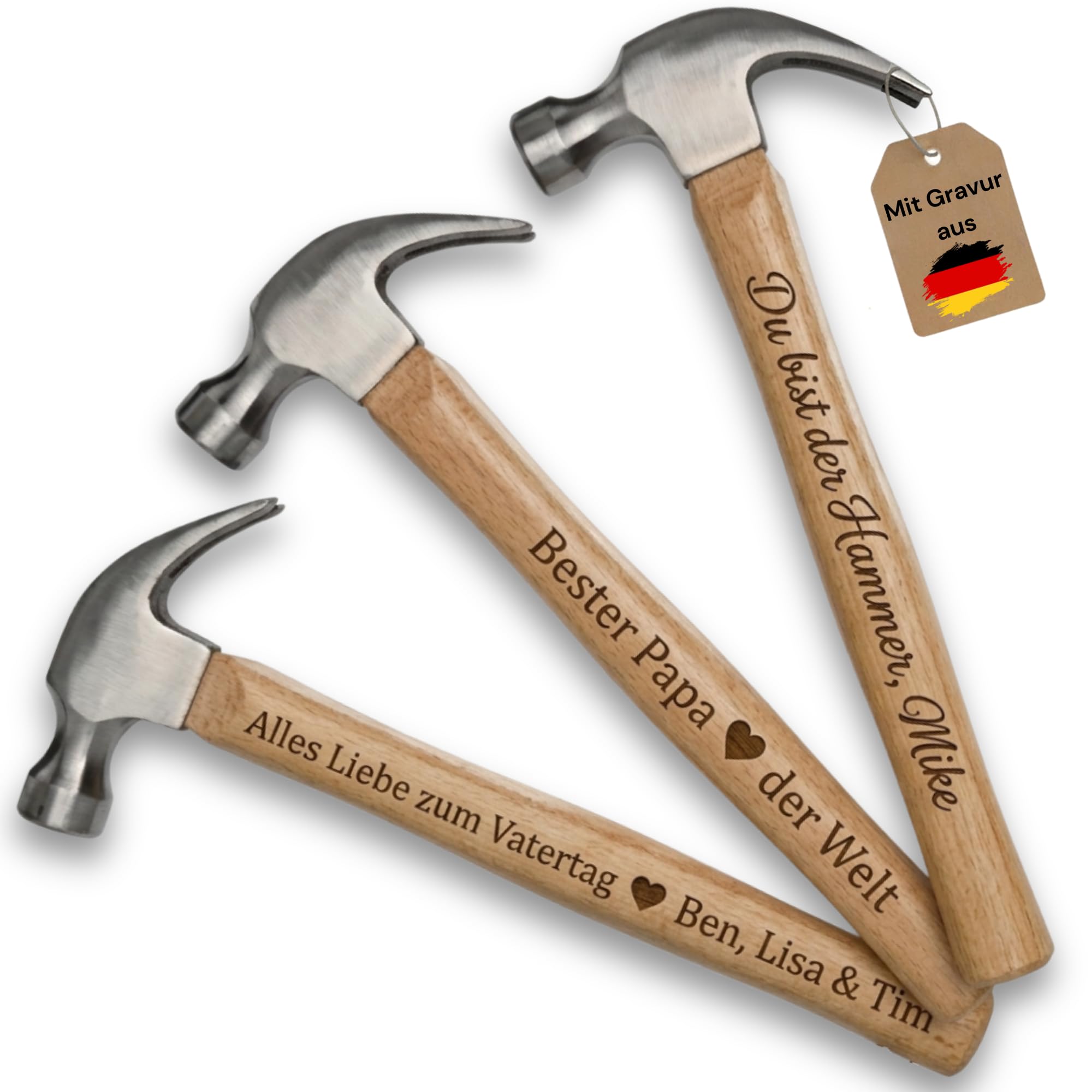 Smarteon Personalisierter Hammer mit Gravur – Hammer personalisiert mit Namen oder Botschaft – Vatertagsgeschenk für Papa, Geschenk für Handwerker, personalisiertes Werkzeug Geschenk