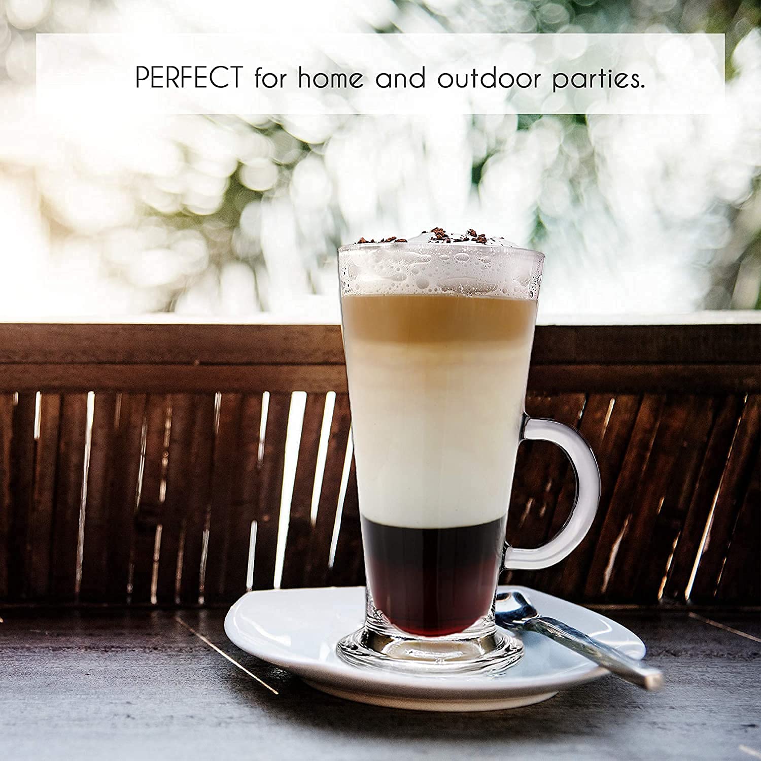 HEJISUN Irish Coffee Mugs with Handle, Large Size Plain Glasses Set of 2, Tall Funnel Clear Glasses for Iced Coffee, Latte, Cappuccino, Hot Chocolate (270ml) 2