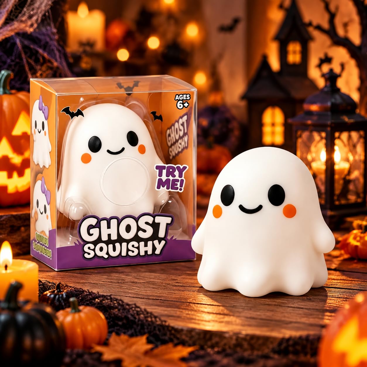 Halloween Squishy Toys Ghost Dumpling Squeeze Fidget Toy Set