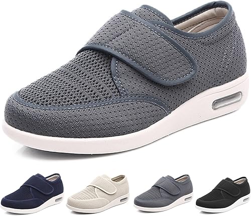 bumuam Zapatos para diabéticos para hombre, extra anchos, extra anchos, para edema diabético, con cierres totalmente ajustables, fáciles de poner y