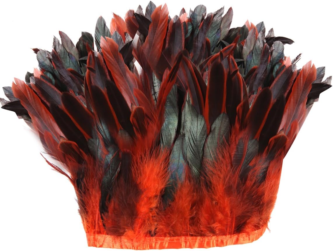 Rooster Hackle Feather Fringe Trim - 5~7 inch in Width Pack of 5 Yards (Purple) image 2