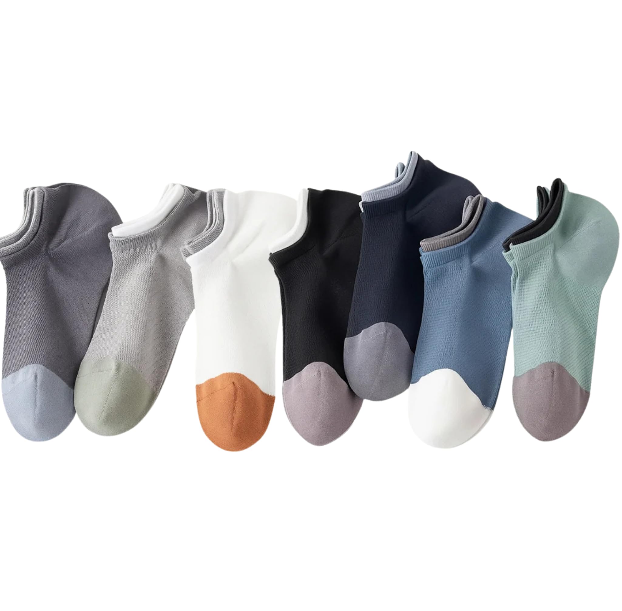 Ankle Socks for Men Pack of 7 Pairs Multi Color Combed Cotton Low Cut Athletic Socks Breathable Mesh Contrast Heel Toe Sports Gym Running Casual Daily Comfort Hosiery Socks Combo Set-image-30