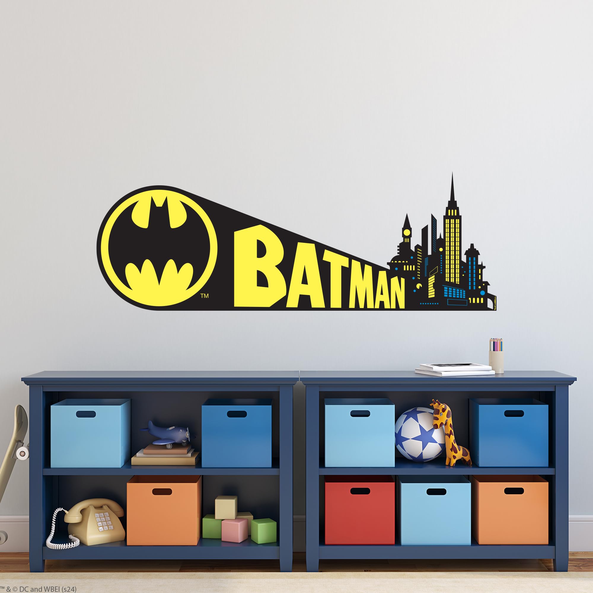 Themed Black Batman™ Wall Sticker - Bat Signal Wall Decal Dc Superhero Art (60Cm Width X 30Cm Height)