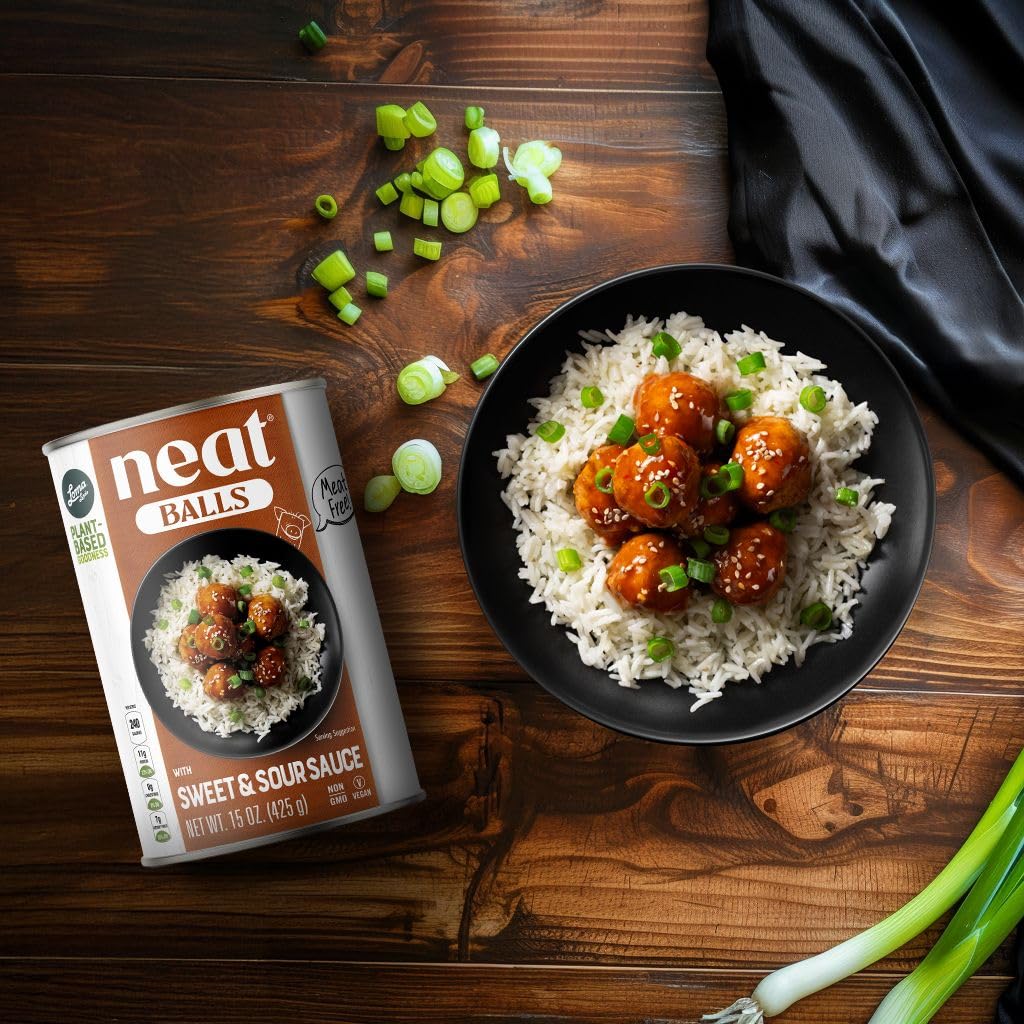 Vegan Meatballs Plant Based Protein - Loma Linda Neat Balls in Sweet & Sour Sauce, Meatless High-Protein Meat Alternative, Vegetarian Ready-to-Eat, Non-GMO, Gluten-Free (12-Pack)