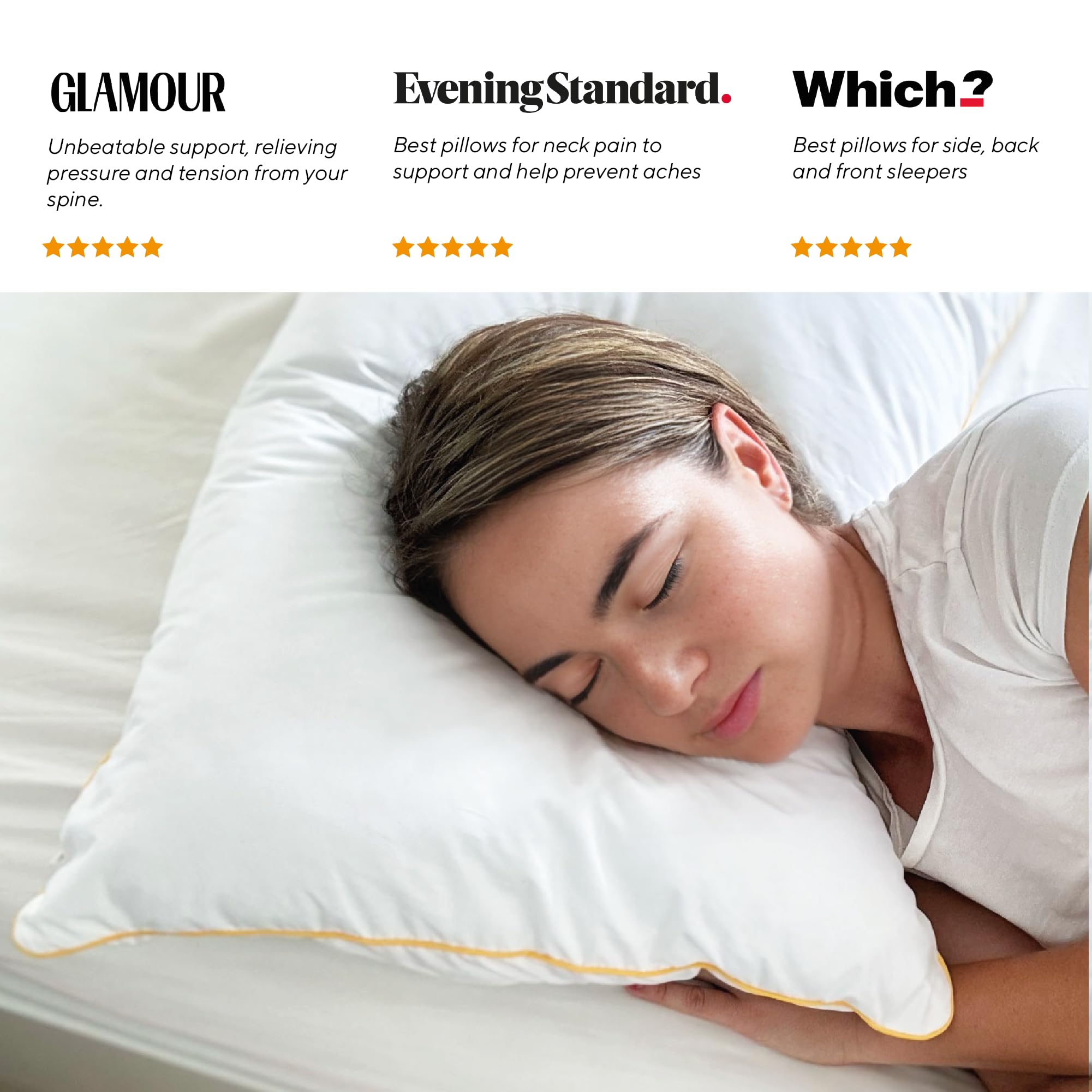Brightr® ‘Nox’ Pack de 2 Almohadas de Lujo Tipo Hotel con Relleno Hipoalergénico | Almohada Ajustable para Dolor de Cuello y Hombros | Soporte para Dormir de Lado | Recomendado por Osteópatas