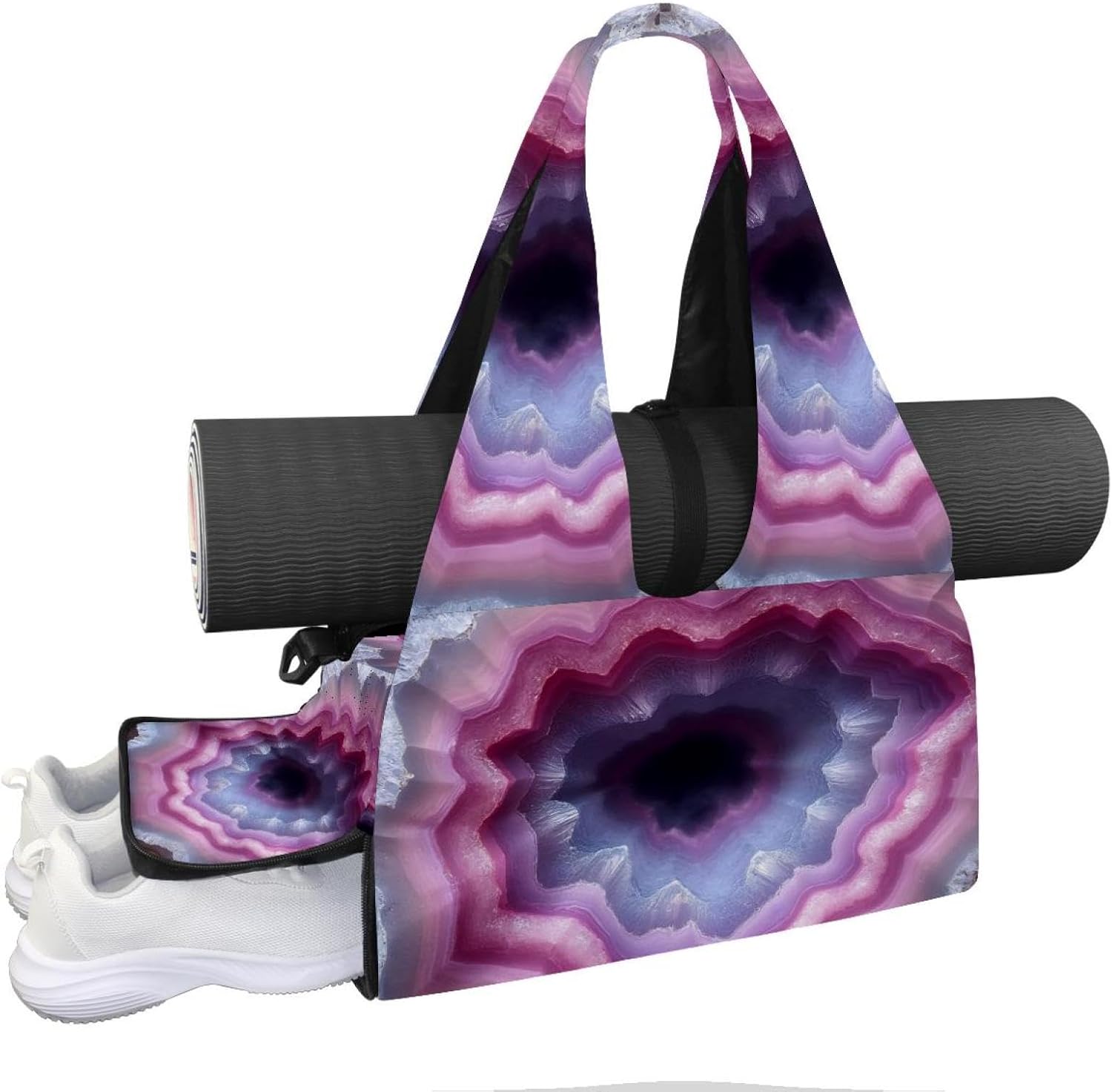 Yoga Mat Bag, Gym Workout Bag with Shoe Compartment, Pig Pilates Bag for Women, Quick Access Storage Yoga Tote Bag for Sports Travel Office