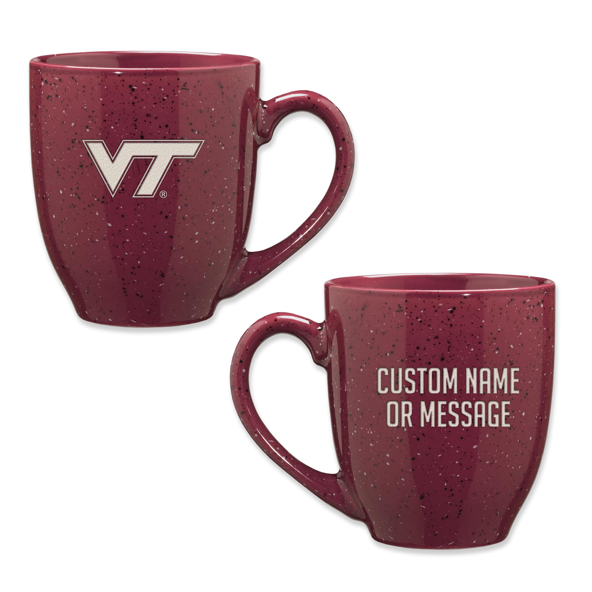 Rico Industries NCAA Virginia Tech Hokies Maroon Personalized 16 oz Team Color Laser Engraved Speckled Ceramic Coffee Mug