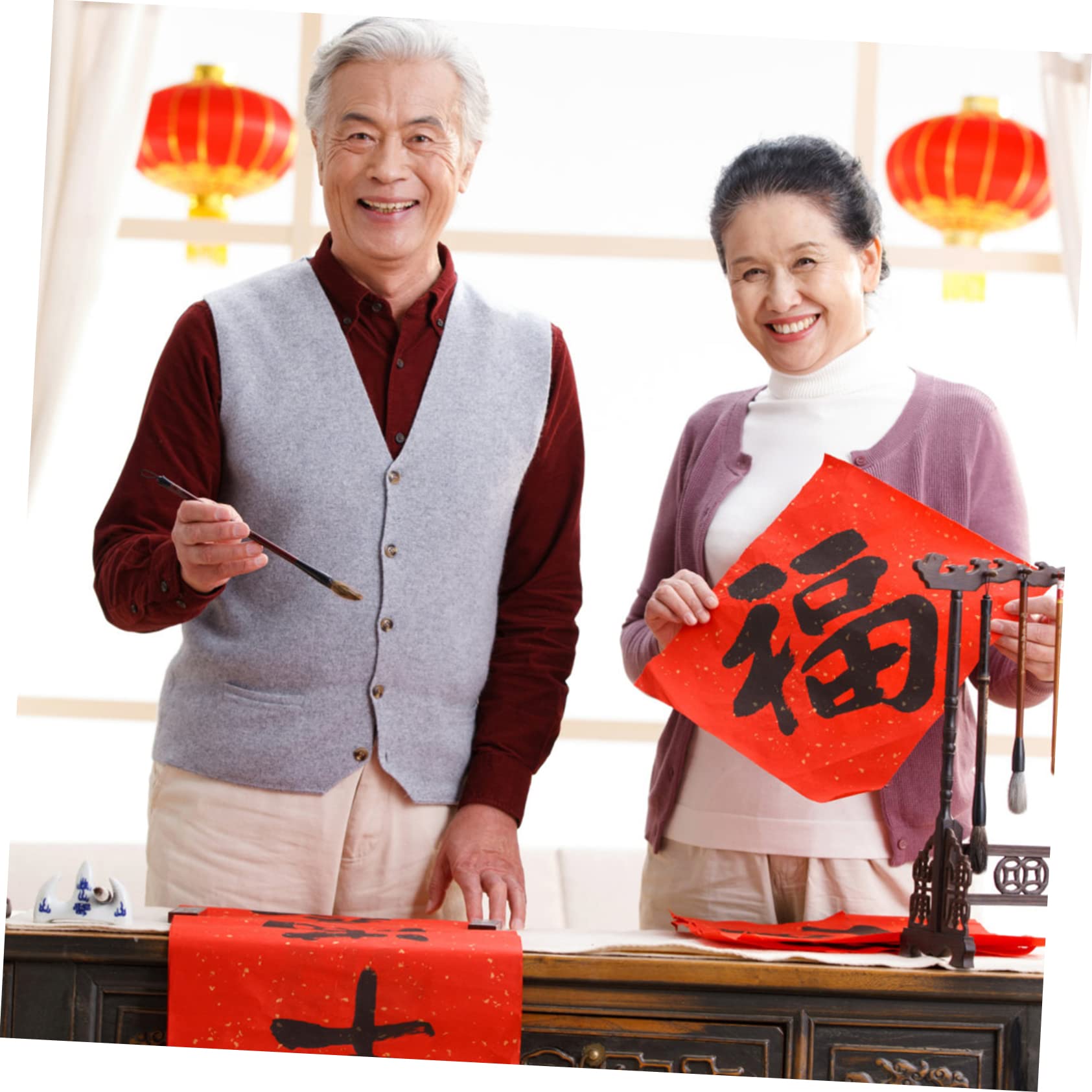 SEWACC 5rouleaux Papier De Rouge Chinois à Écrire Pour Et Décorations De An Pour Et Pratique