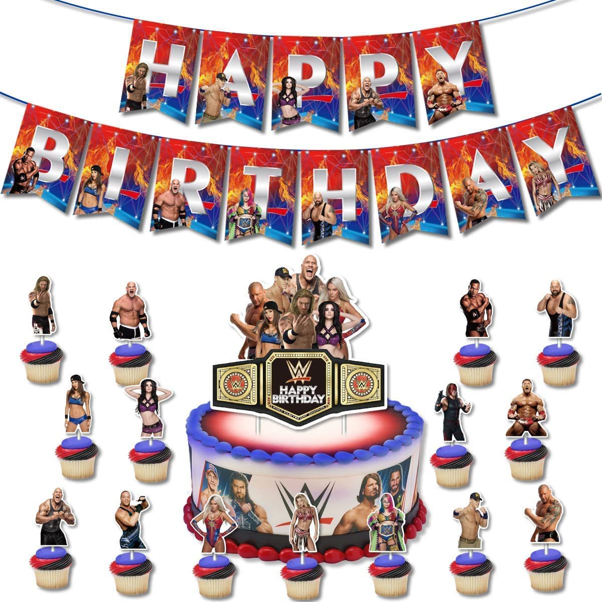 WWE Themed Birthday Party Decoration Kit Wrestling Balloons Banners