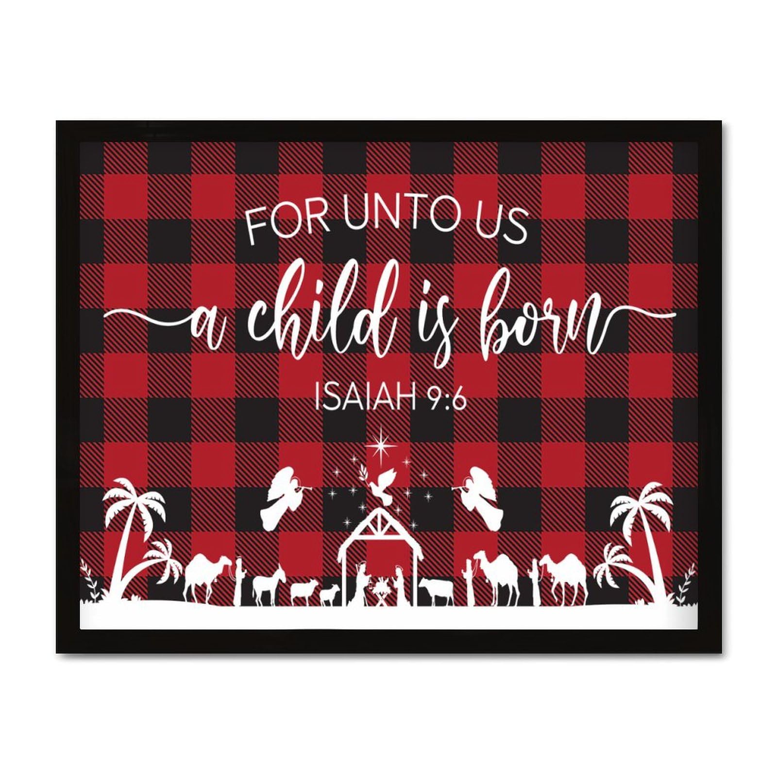 For Unto Us A Child Is Born plaque bois cadeau baptême