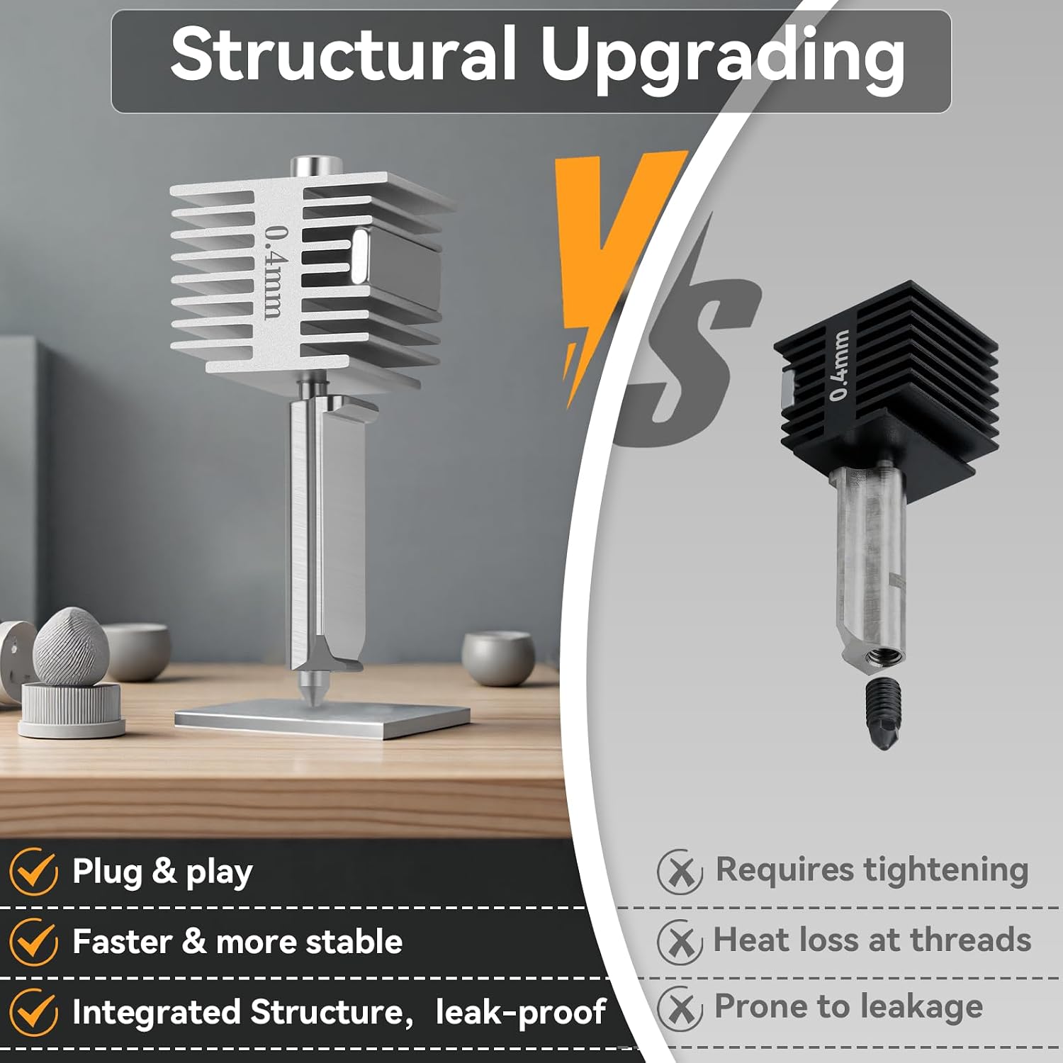 Upgrade A1/ A1 Mini/ A2L Quick-Swap Hotend 0.4mm Stainless Steel Nozzle