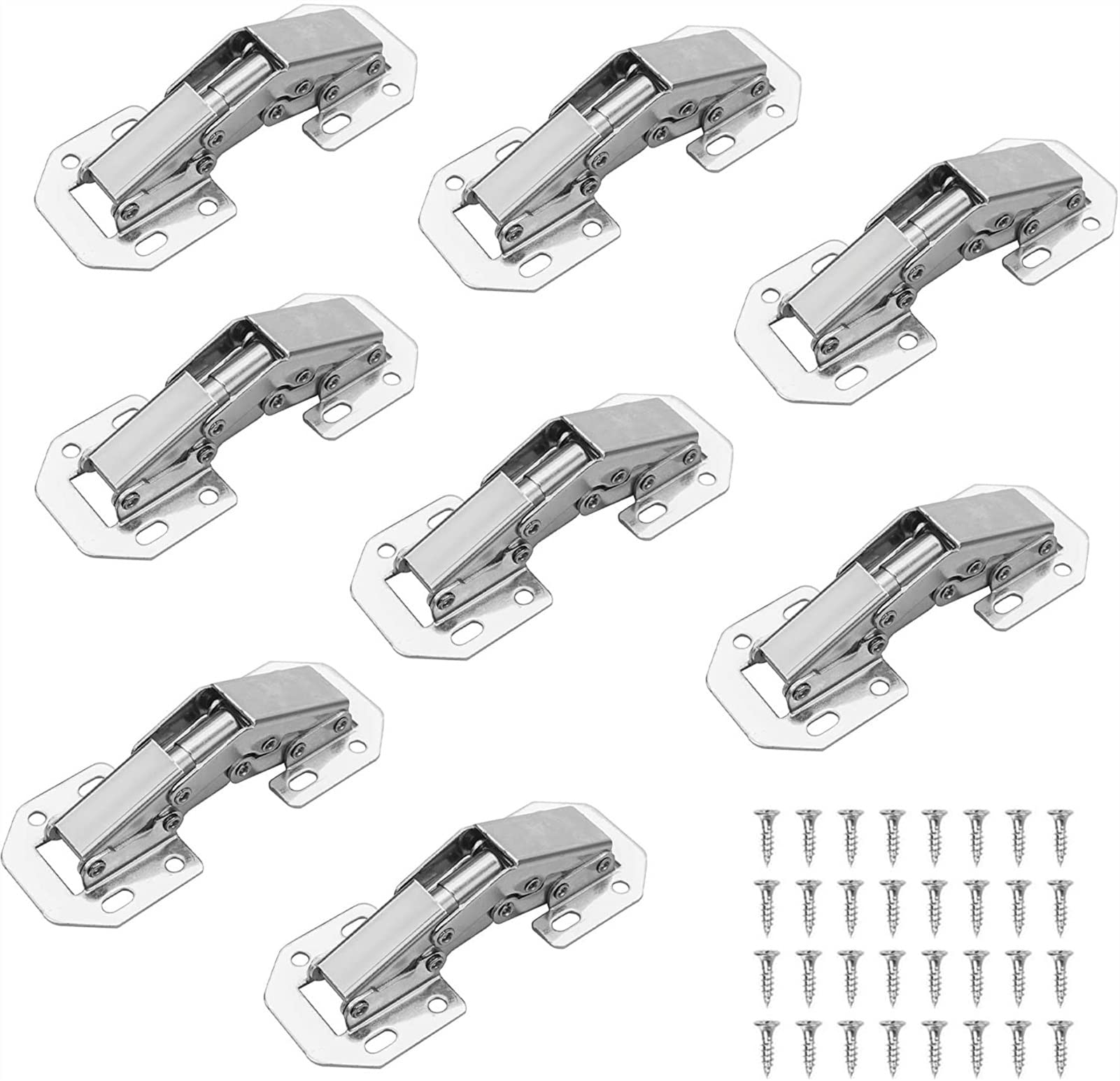 Nvsfzgiyg One Color 8Pcs Cabinet Door Free Slotted 4-Inch Hinge Thickened Surface Mounted Hydraulic Buffer Bridge