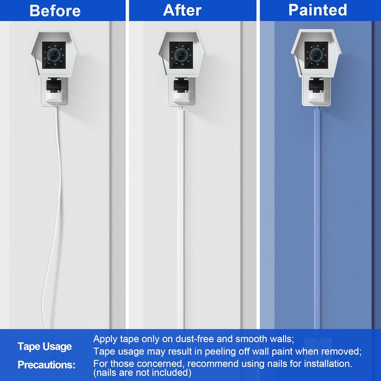 ZhiYo Cord Hider Wall for One Cord, 68in Cord Covers for Wires on Wall & ZhiYo Wood Cable Management Box, Large Cord Organizer Box for Power Strip Bundle