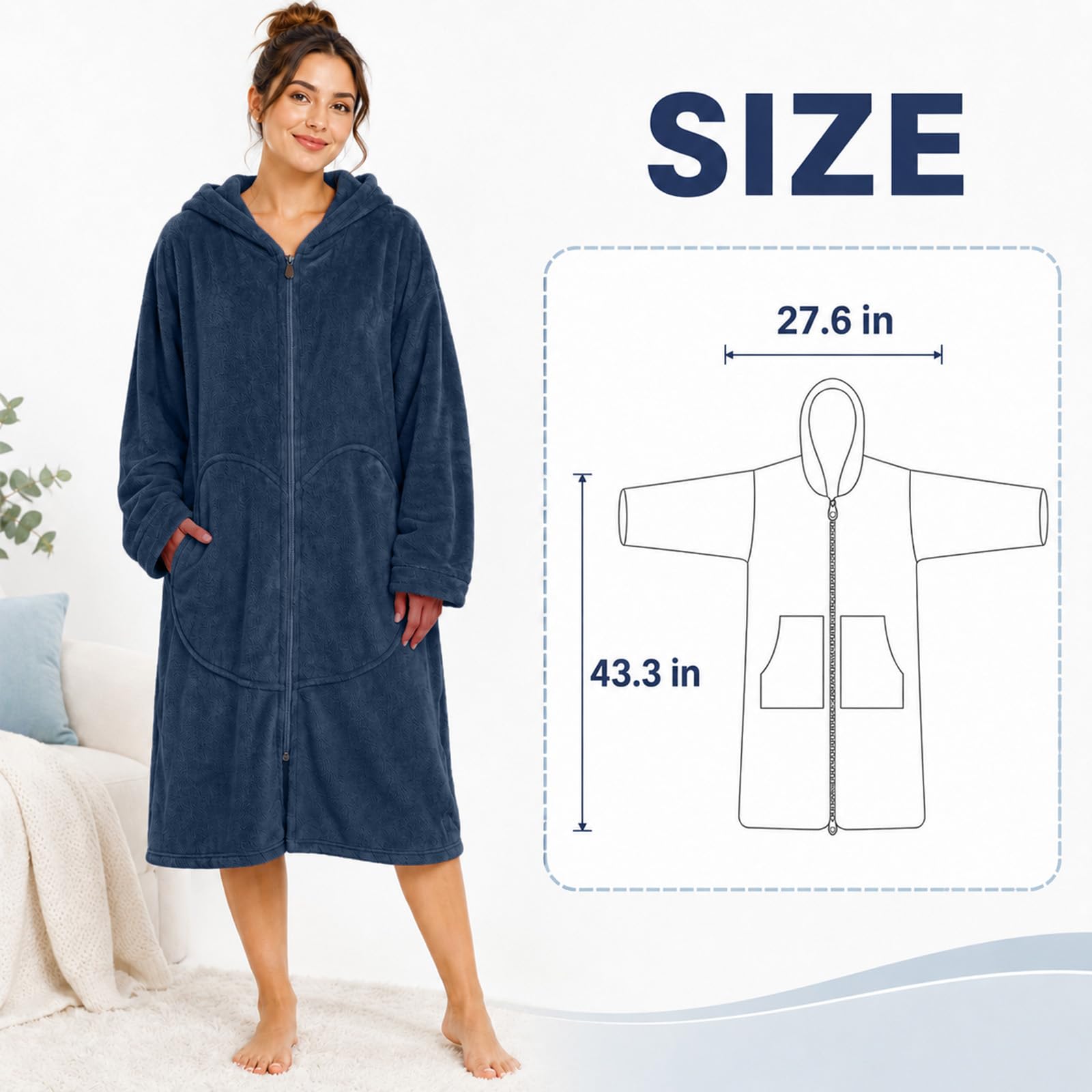 Surf Poncho Handtuch Badeponcho mit Kapuze Changing Robe badeponcho für Damen Herren, Schnelltrocknend, Leicht, Ideal für Strand, Schwimmen, Camping (Dunkelblau)