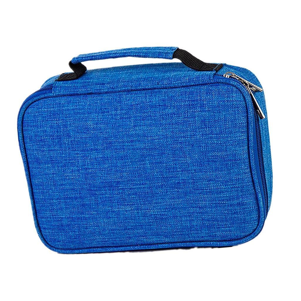 Astuccio colorato con 72 scomparti, ad alta capacità, con cerniera, colore nero, Set da 3 [Blu], 22x16.5x6.5cm