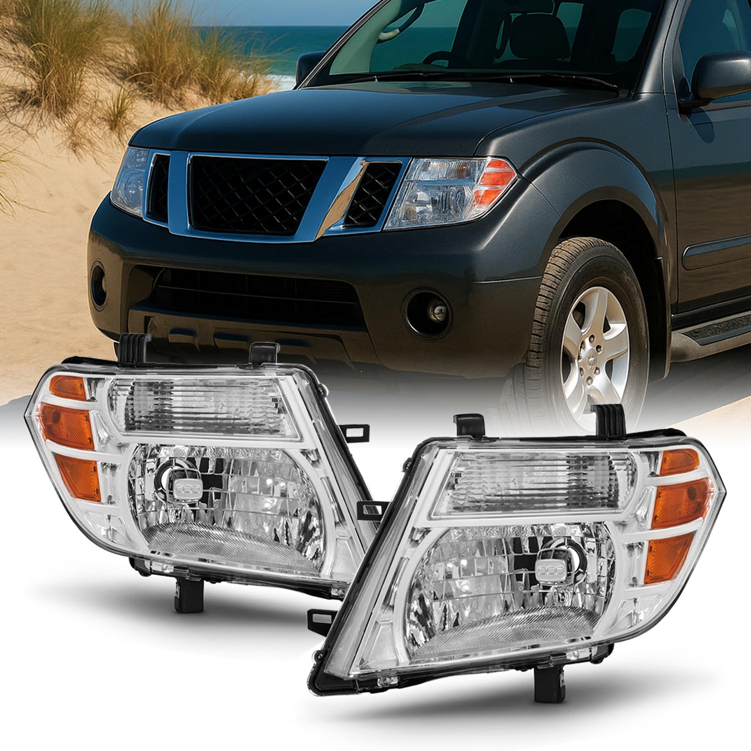 AKKON - For 08 09 10 11 12 Pathfinder SUV Halogen Type Headlights Front Lamps Direct Replacement Left + Right Pair