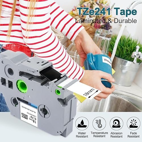Miniatura 3 de BOYEEZON TZe - Cinta TZ de 0.709 in 0.7 laminada blanca de repuesto para Brother P Touch TZe-241 TZe241 0.709 in cinta para etiquetadora Brother