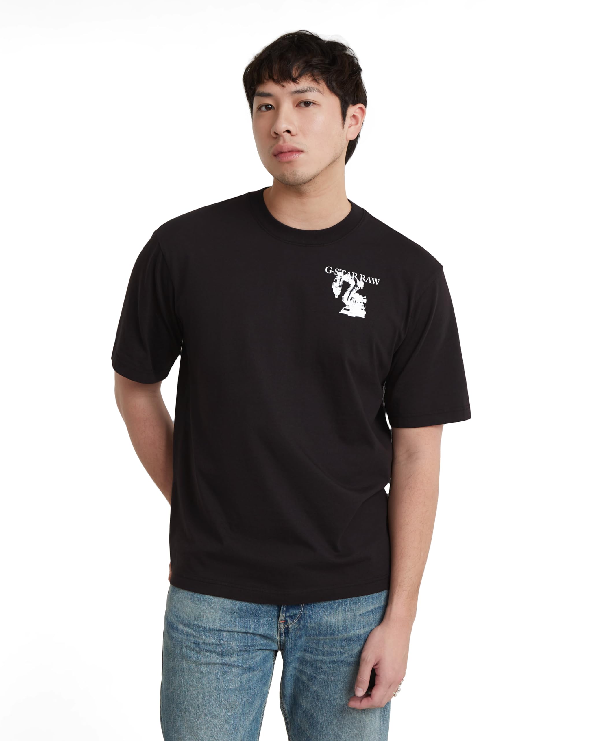 G-Star Men's Industry Back Graphic Boxy T-Shirt, Black (dk black D24691-C784-6484), L