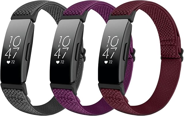 Huamanlou Adjustable Elastic Nylon Sport Bands Compatible with Fitbit Inspire 2/Inspire/Inspire HR/Ace 2/Ace 3, Soft Solo Loop Stretchy Straps Replacement Wristbands for Fitbit Inspire Women Men