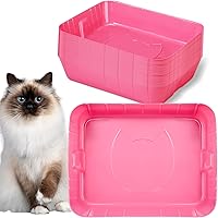 Vista 12 de Bokon 25 cajas de arena desechables para gatos, bandeja de arena de plástico para gatos, bandeja grande para gatitos, conejos, cobayas, hámster