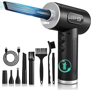 ONEWAY Compressed Air Duster Cleaner for PC, Electric Air Duster Rechargable,Cordless Reusable Air Blower Duster with LED Light,3 Gear Digital Air Duster,Replace Canned Air Duster for Laptop,Keyboard