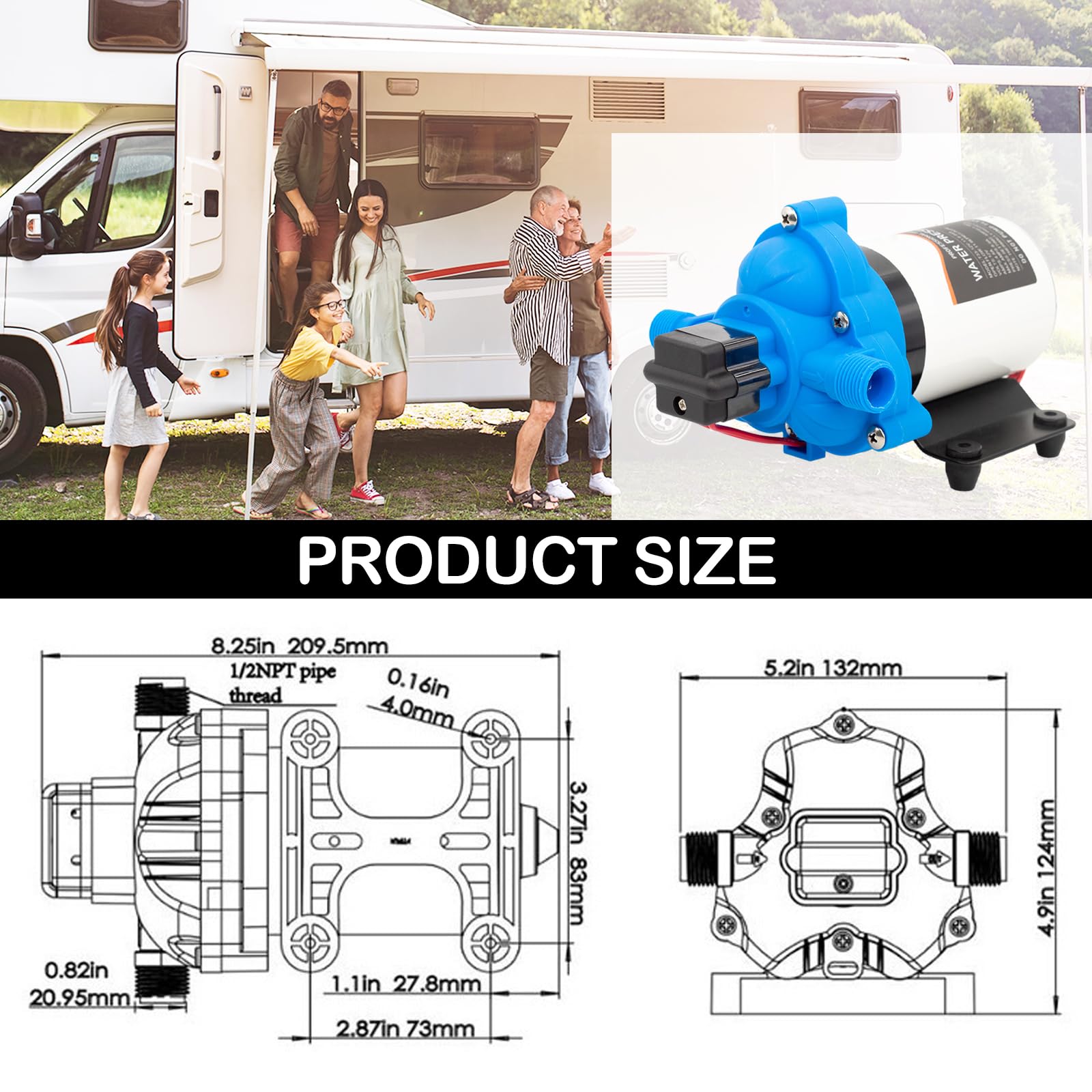 Bomba Agua, Bomba de Diafragma Autocebante de Alta Presión DC 12V 3,1 bar 45 PSI Diafragma de Alta Presión Bomba de Limpieza con Filtro para Vehículos RV y Autocaravana Botes