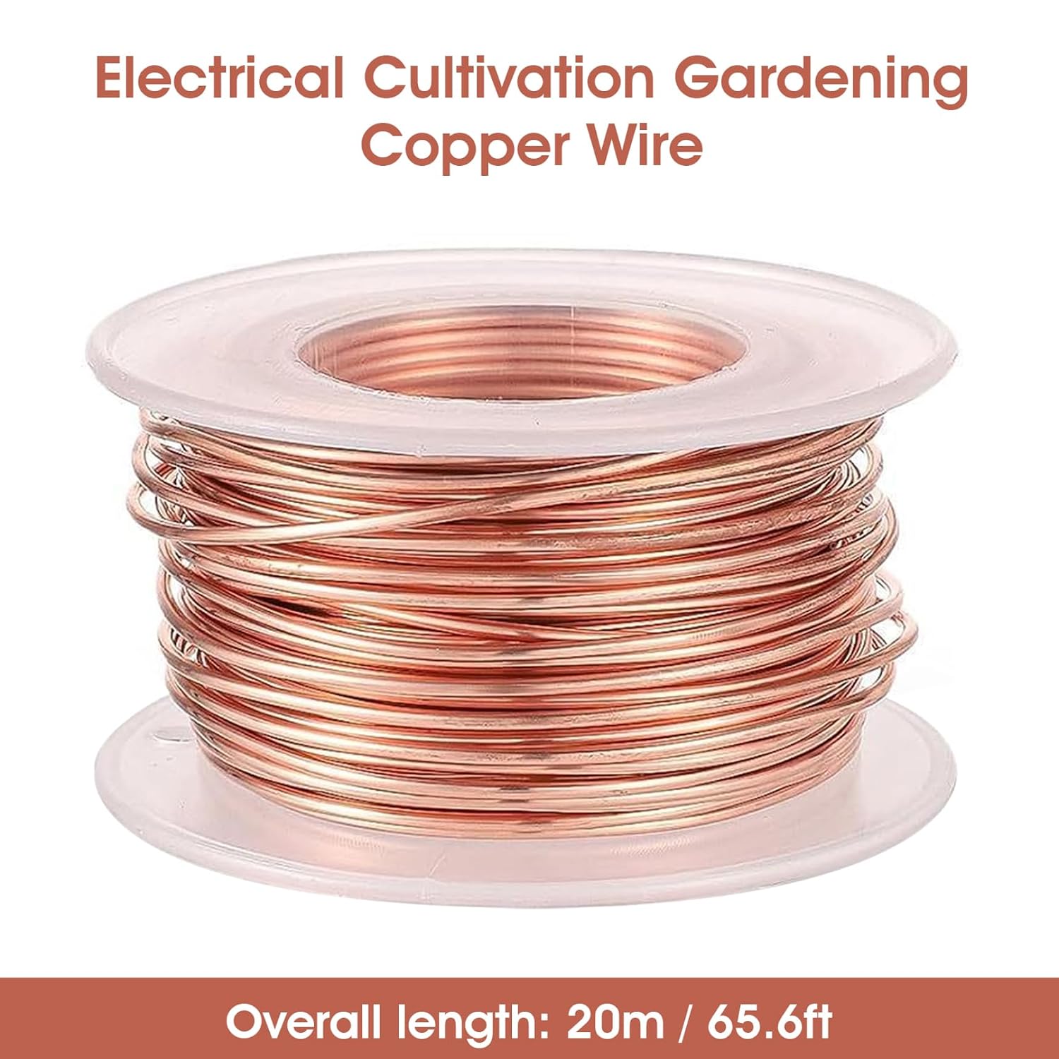Copper for Plants, Gardening Electroculture Copper Wire 16 Gauge 65 ft/20m Rose Gold Craft Wire for Indoor Outdoor Gardening