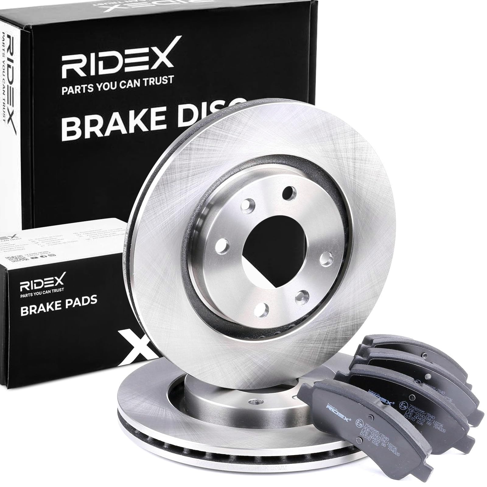 RIDEX 3405B0014 Kit Kit de discos de freno y pastillas Delantero sin tornillos Compatible con PEUGEOT 208 I Hatchback CA, CC
