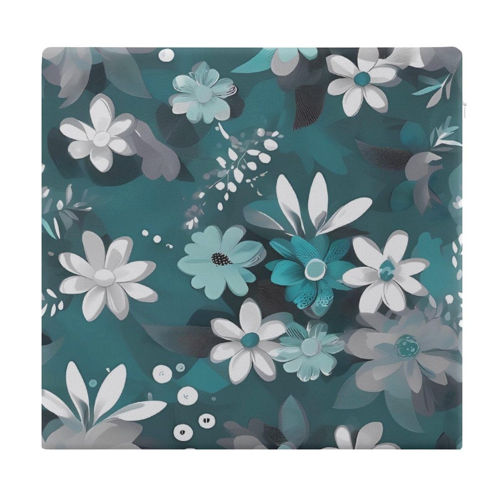 LDGSUPH Teal Grey and White Floral_76917038 Seat Cushions for Office Chair Cushion Square Pillows Seating Soft Floor Cushions Cozy Couch Cushion Support Memory Foam Chair Pads for Home Travel Car