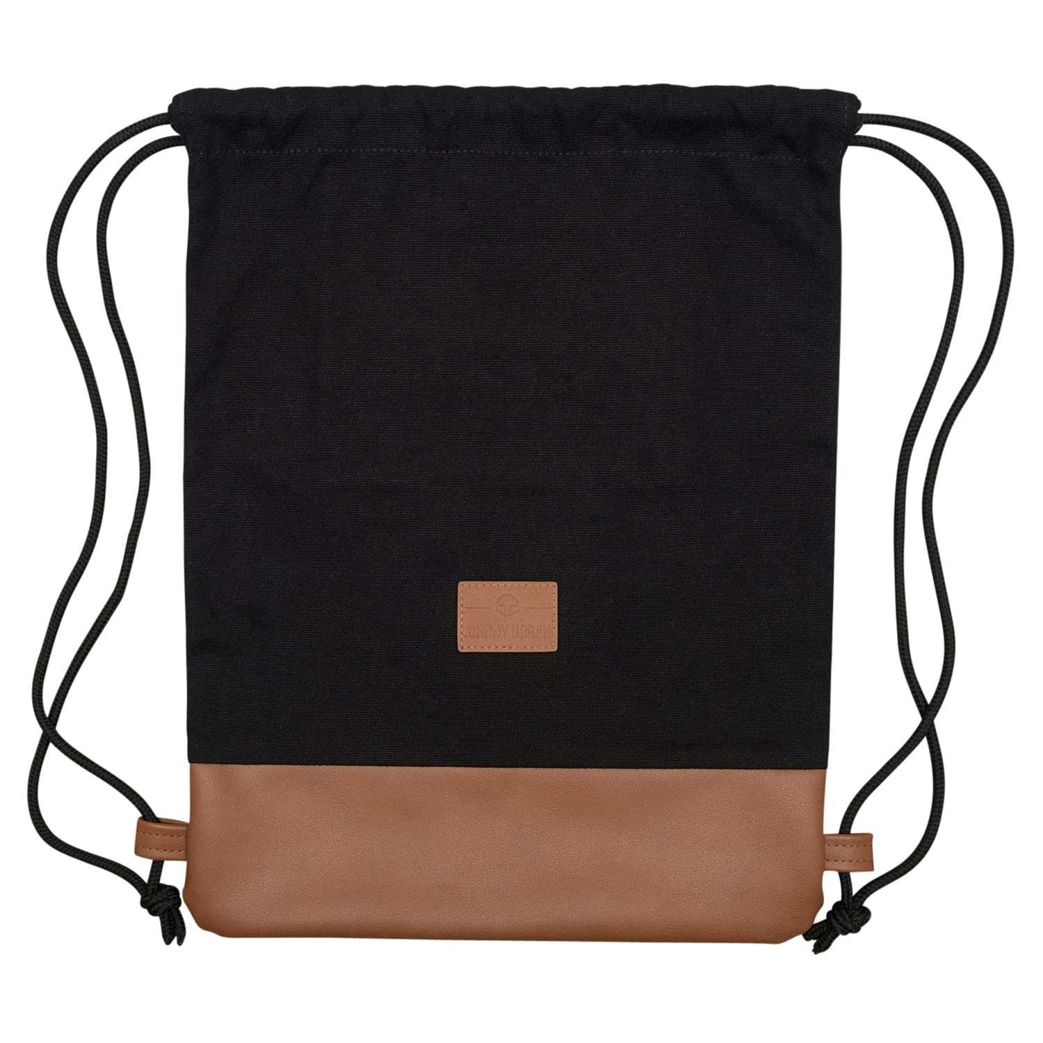 Johnny Urban Turnbeutel Damen & Herren Schwarz - Luke - Beutel Rucksack mit Kordelzug - Baumwoll Canvas - Kleine Innentasche für Wertsachen