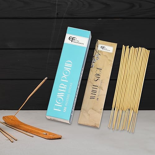 Miniatura 6 de EF Exotic Fragrances Varillas de incienso  Juego de 6 Insenses (120 varillas)  Lavanda, Rosa, Jazmín, salvia blanca, Mogra, sándalo  Set de regalo