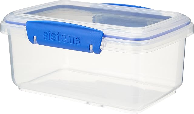 Sistema KLIP IT Food Storage Container | Stackable Food Prep Container with Lid | 1 L | BPA-Free | Blue Clips | 1 Count
