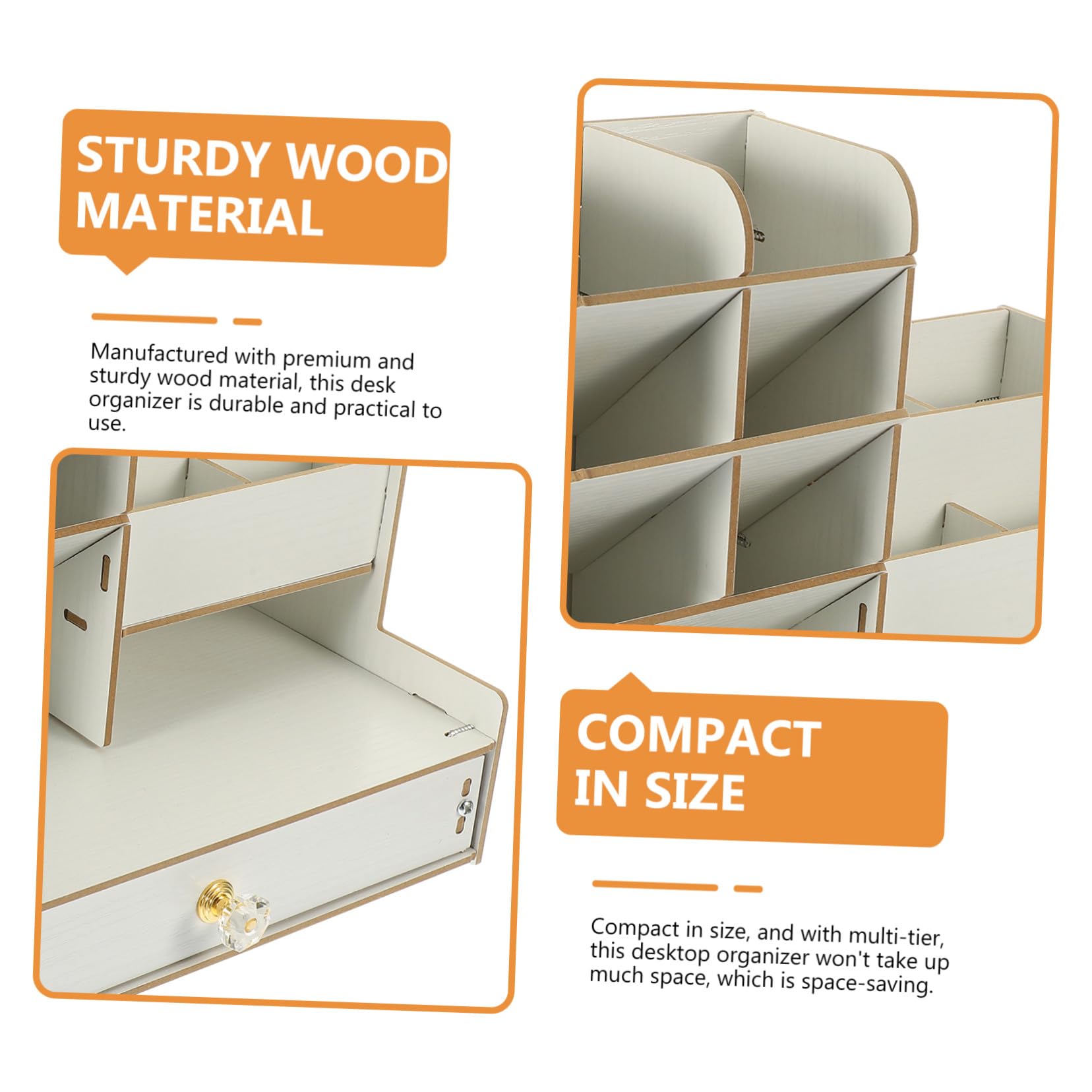 Ipetboom Caja de Almacenamiento para Porta Bolígrafos de Madera Organizador de Escritorio Compartimentos para Guardar Artículos de Papelería la Oficina