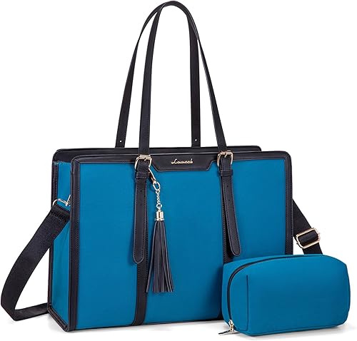 Miniatura 19 de LOVEVOOK Bolso Tote para Laptop para Mujeres - Bolsa para Laptop de PU Ligera de 15.6 pulgadas, Bolsa para Computadora de Gran Capacidad con Cartera