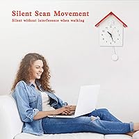 Vista 5 de KEYPOWER - Reloj de pared de cuco, sonidos naturales de pájaros o llamada de cuco, péndulo de reloj con diseño, casa de pájaros, arte de pared