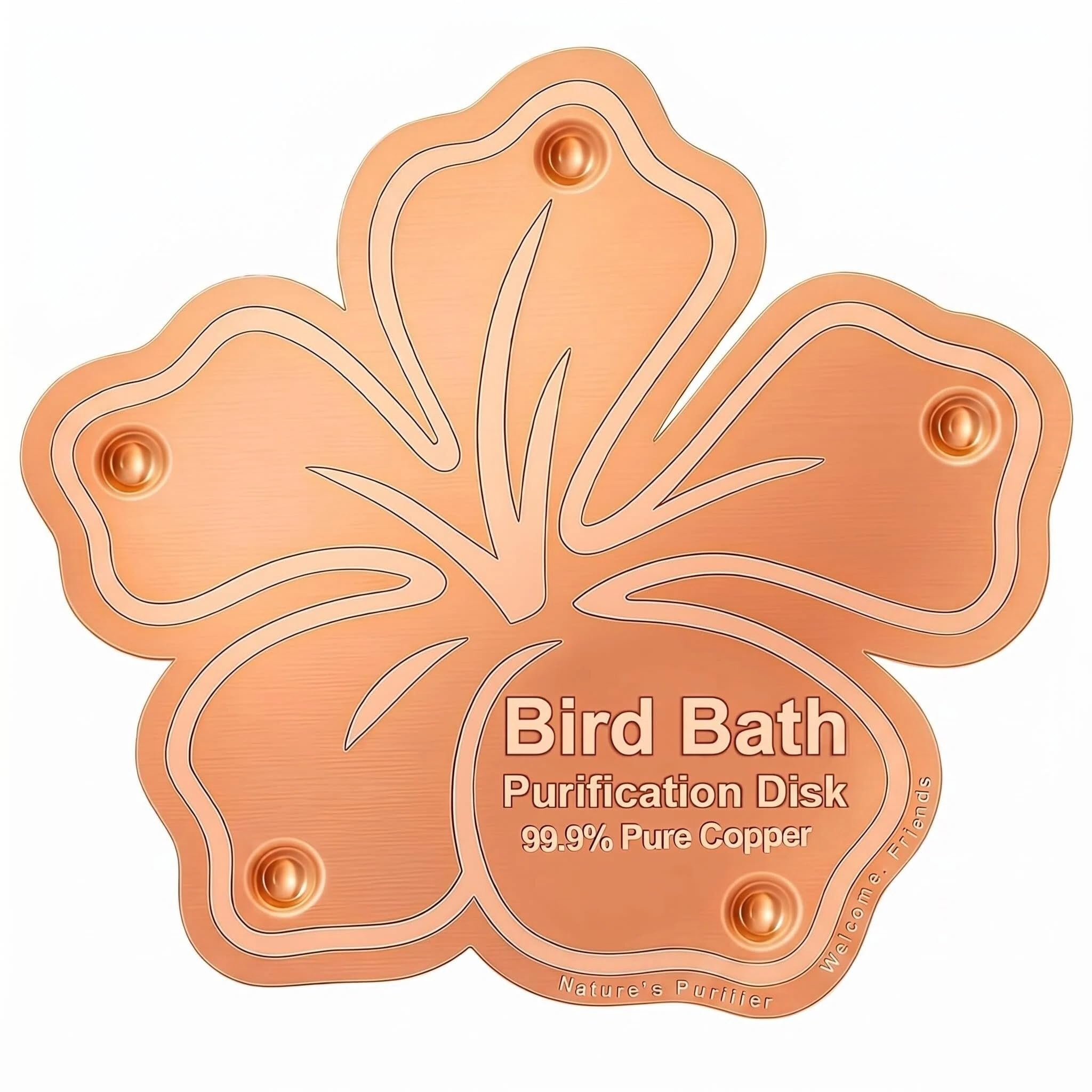 BRTNUP Copper Disc for Bird Bath,Flower Shape Bird Bath Purification Copper