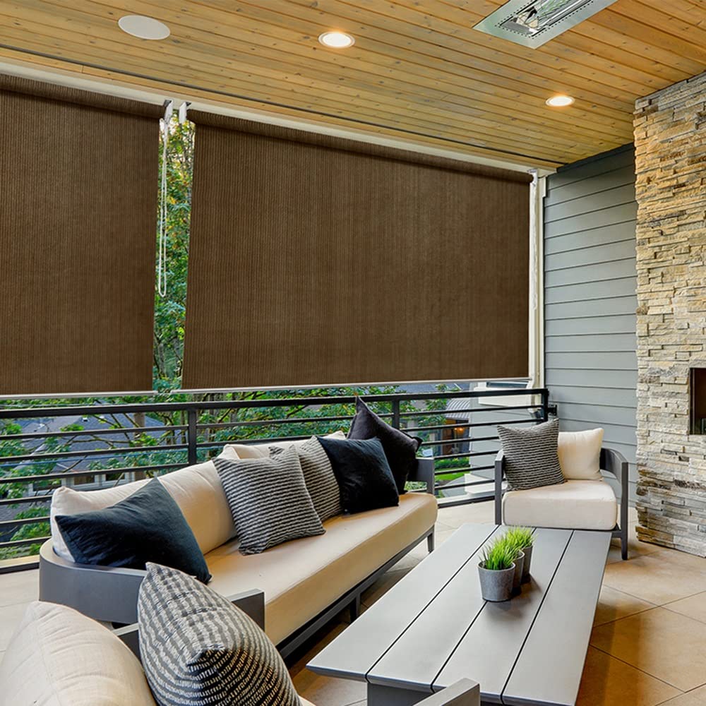 Tenda a rullo per esterni, impermeabile, per veranda e gazebo, filtraggio della luce, 101,6 x 200,7 cm (larghezza x lunghezza), perfetta per la privacy e il controllo del sole