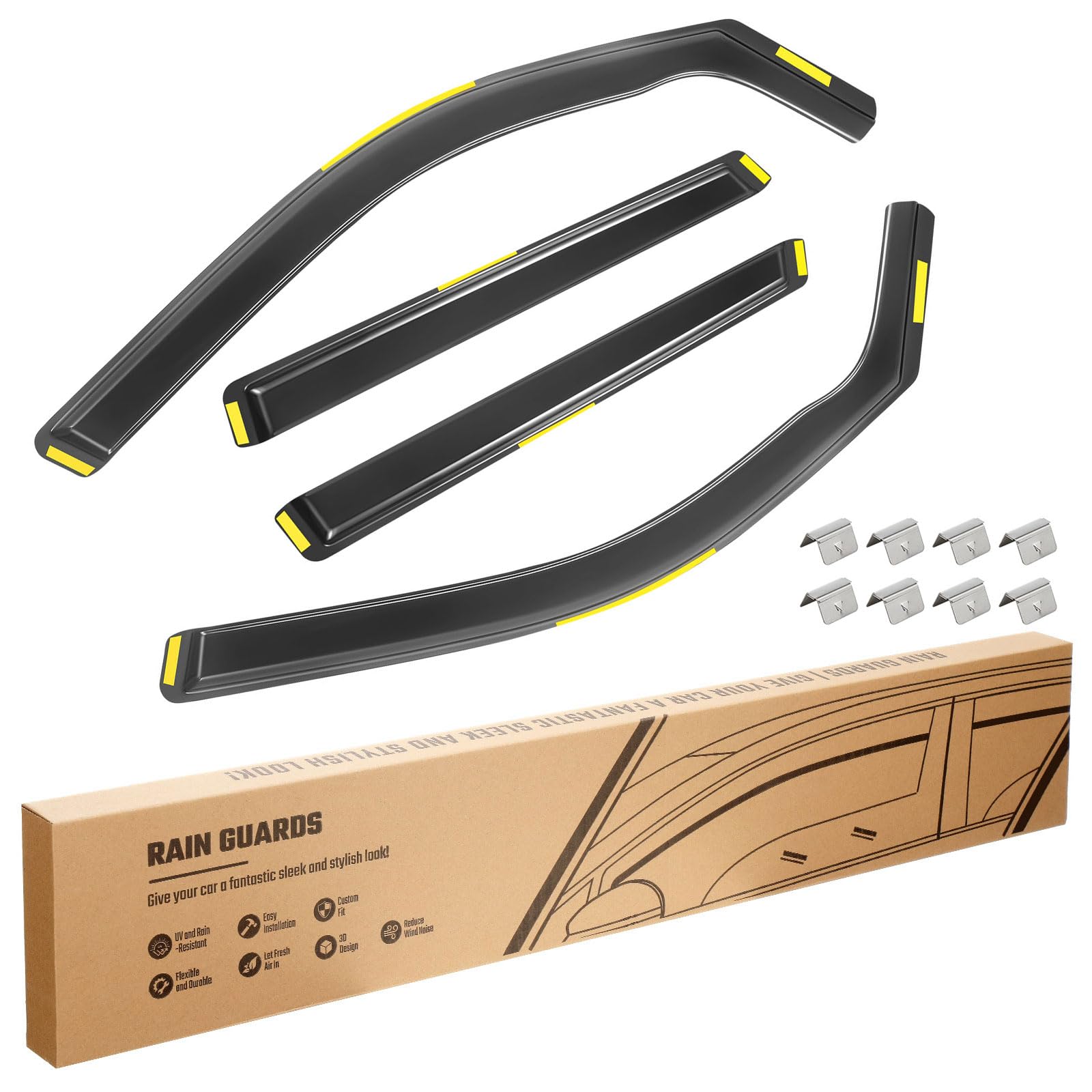 Windabweiser Regenabweiser Windschutz Kompatibel mit VW Golf Plus 2005-2014 5-Türer vordere und hintere Getönt, Stromlinienförmig, Einfache Montage, Schutz vor Wind und Regen, Leichte Installation