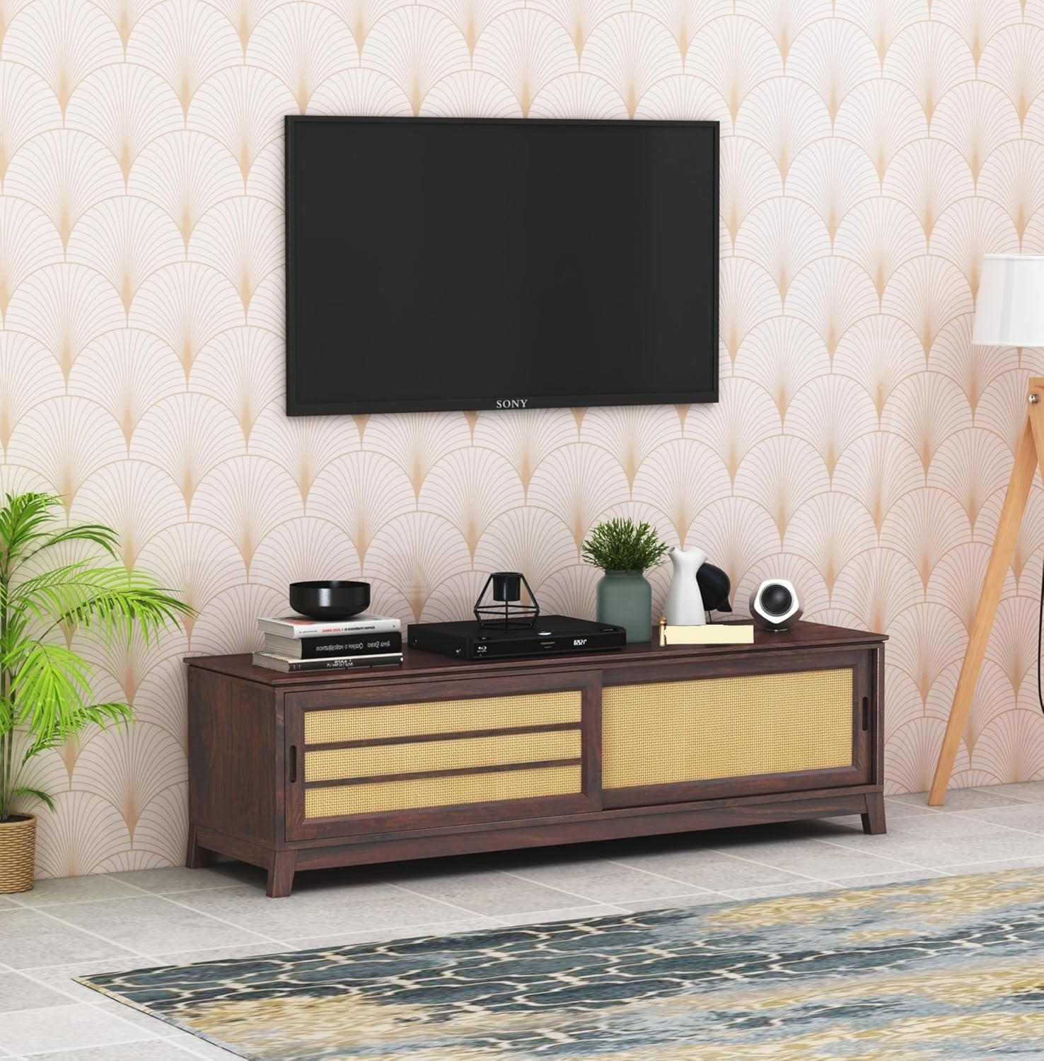 Solid Rosewood Sheehsam TV Entertainment Unit| TV Stand Table| Sideboard Cabinet| Wooen TV Cabinet with Storage for Living Room & Office -Walnut4-image-32