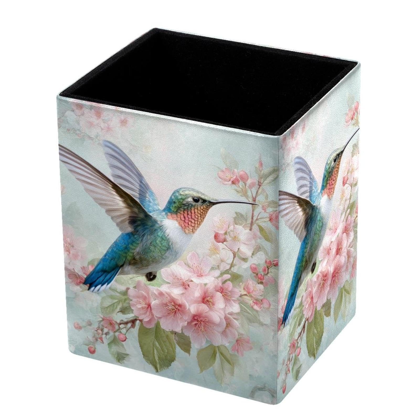 VAPOKF Pencil Holders for Desk, Hummingbird Printed Pen Holders Pen Pot Makeup Brushes Storage Desktop Stationery Supplies Organiser for Home Office