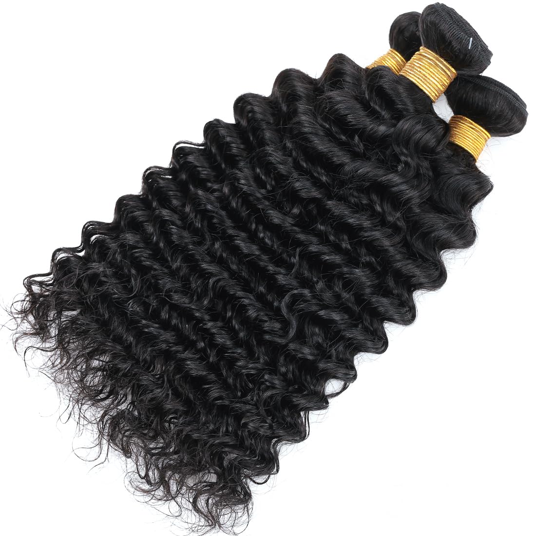 Human Hair Bundles Brazilian Deep Wave One Bundle 14inch 100% Unprocessed Virgin Human Hair Deep Wave Quick Weaves Raw Bundles Deals Natural Black