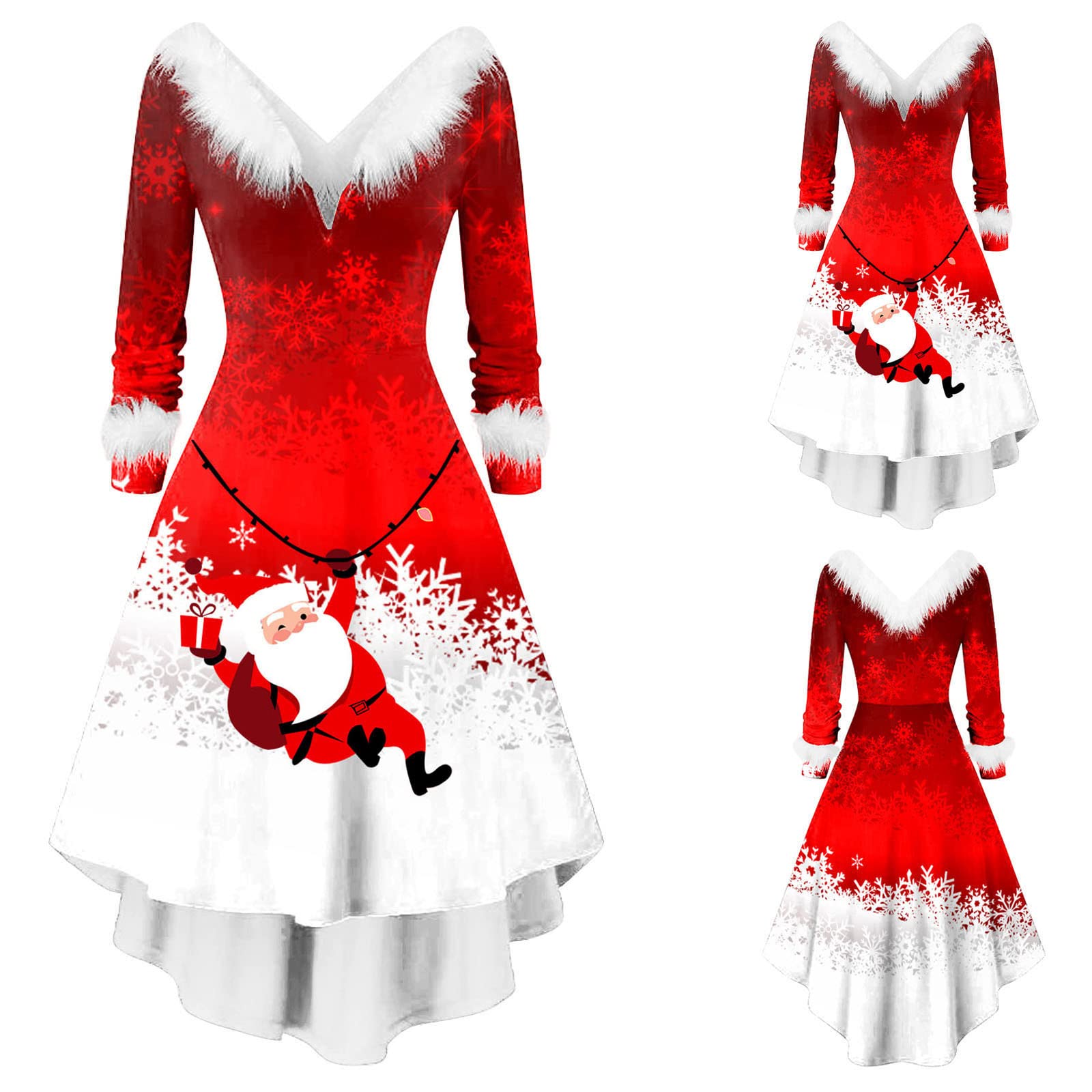 Generisch Vestito asimmetrico da donna a maniche lunghe, con scollo a V