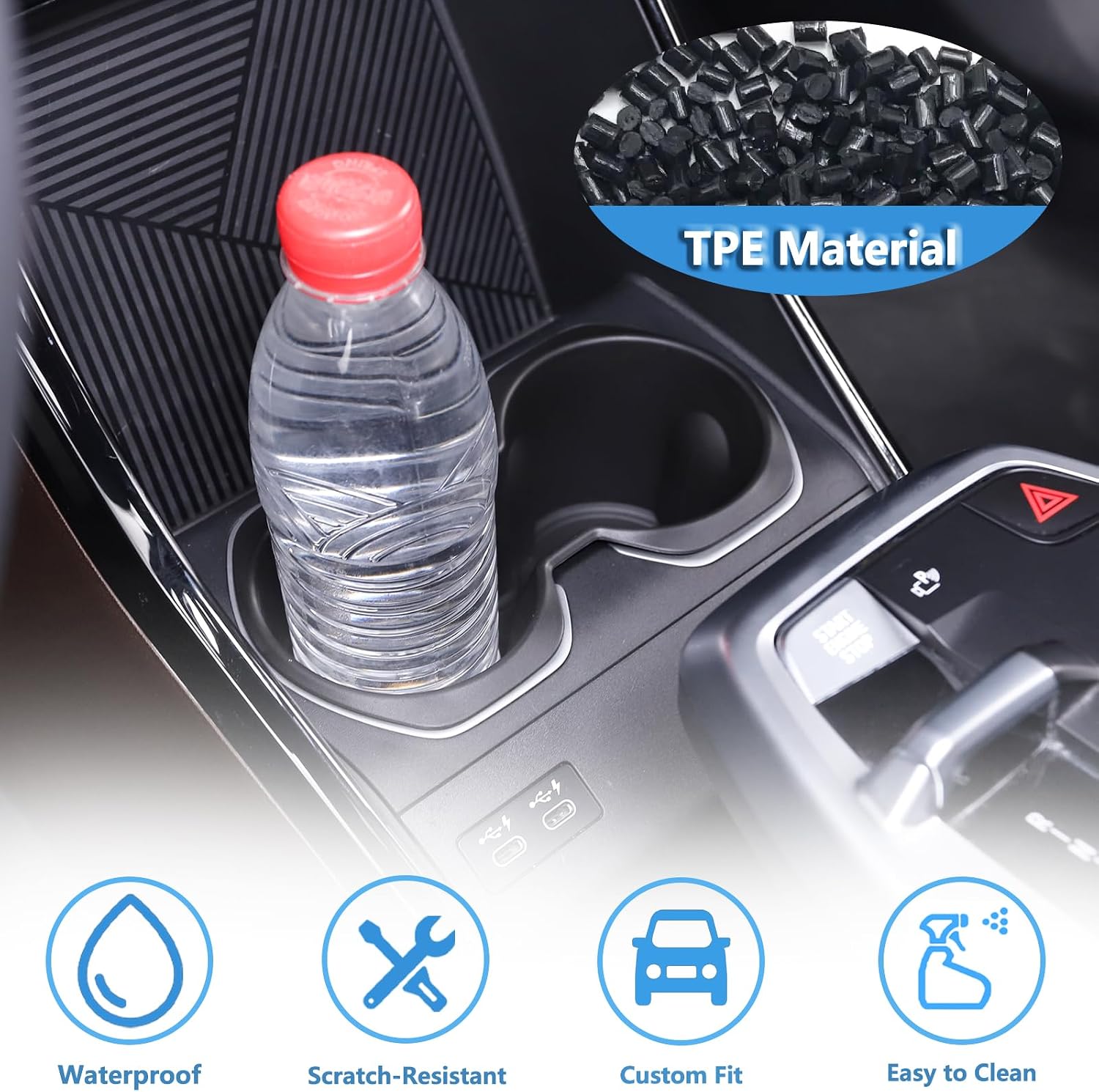 Car Cup Holder Organizer Box Compatible with BMW X1 U11 2023 2024 TPE 1PCS,Fixed Water Cup Bottom Filling Storage Tray,Central Control Auxiliary Insert Storage Accessories