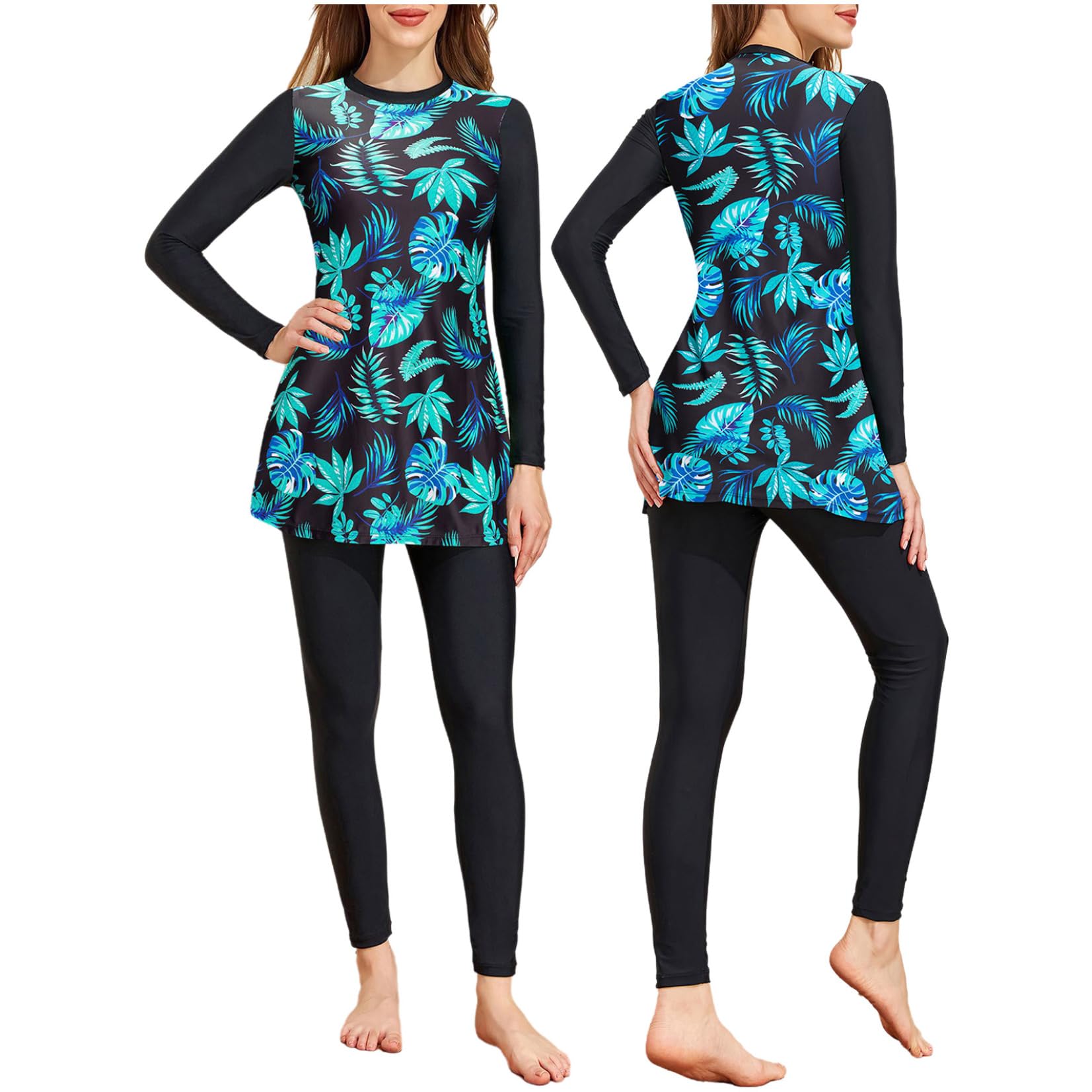 XUNZOO Femme Maillot De Bain Musulmane avec Leggings pour Femmes Hijab Rash Guard Combinaison De Bain Burkini Complètement Couverte Fête Piscine