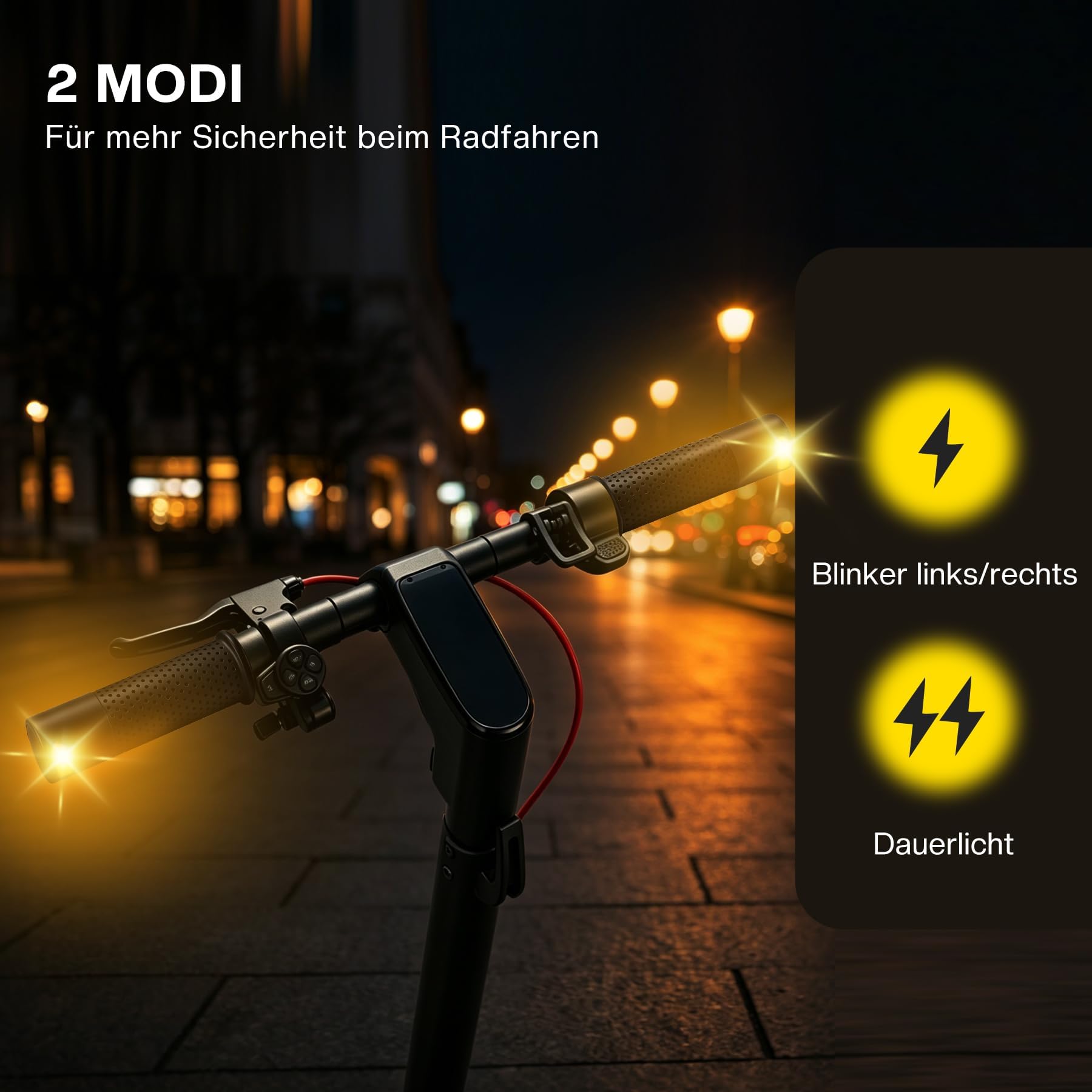 E Scooter Freccia con Maniglia, Indicatore LED per Manubrio, Manopole Ricaricabili USB per Xiaomi M365/Pro 2/Mi3/Ninebot Max G30/G30D, Impugnature Morbide per 16-22,5 mm, Componenti per Scooter,Nero