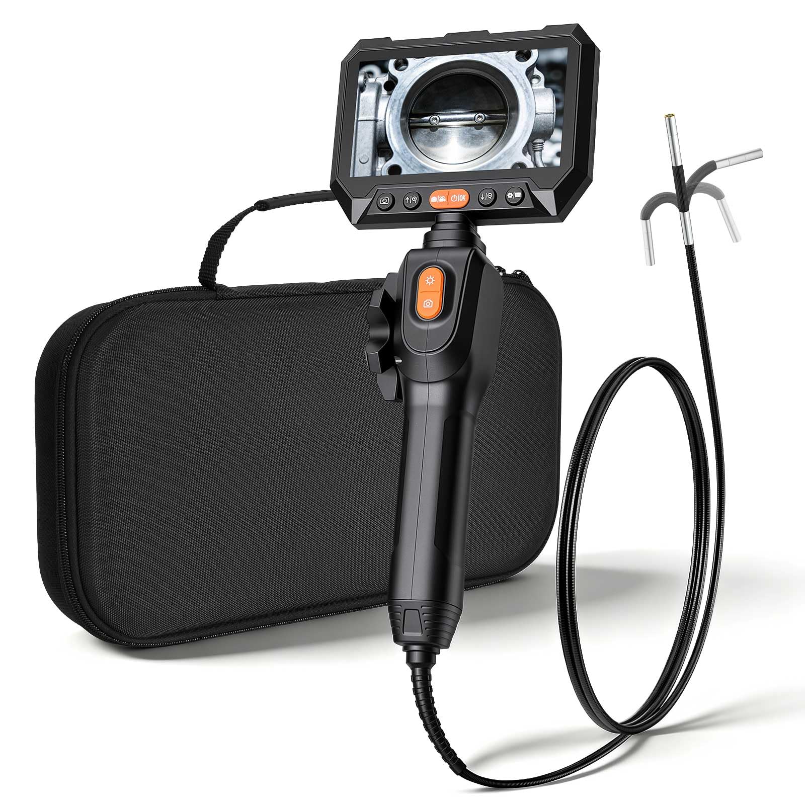 VEVOR Caméra Endoscopique 180° 2 Voies Endoscope avec Sonde 3,9 mm Caméra Inspection pour Canalisation Automobile avec Éclairage, Écran IPS HD 5 pouces, Câble Serpent Flexible 1,5 m, Zoom 8x, 5000 mAh